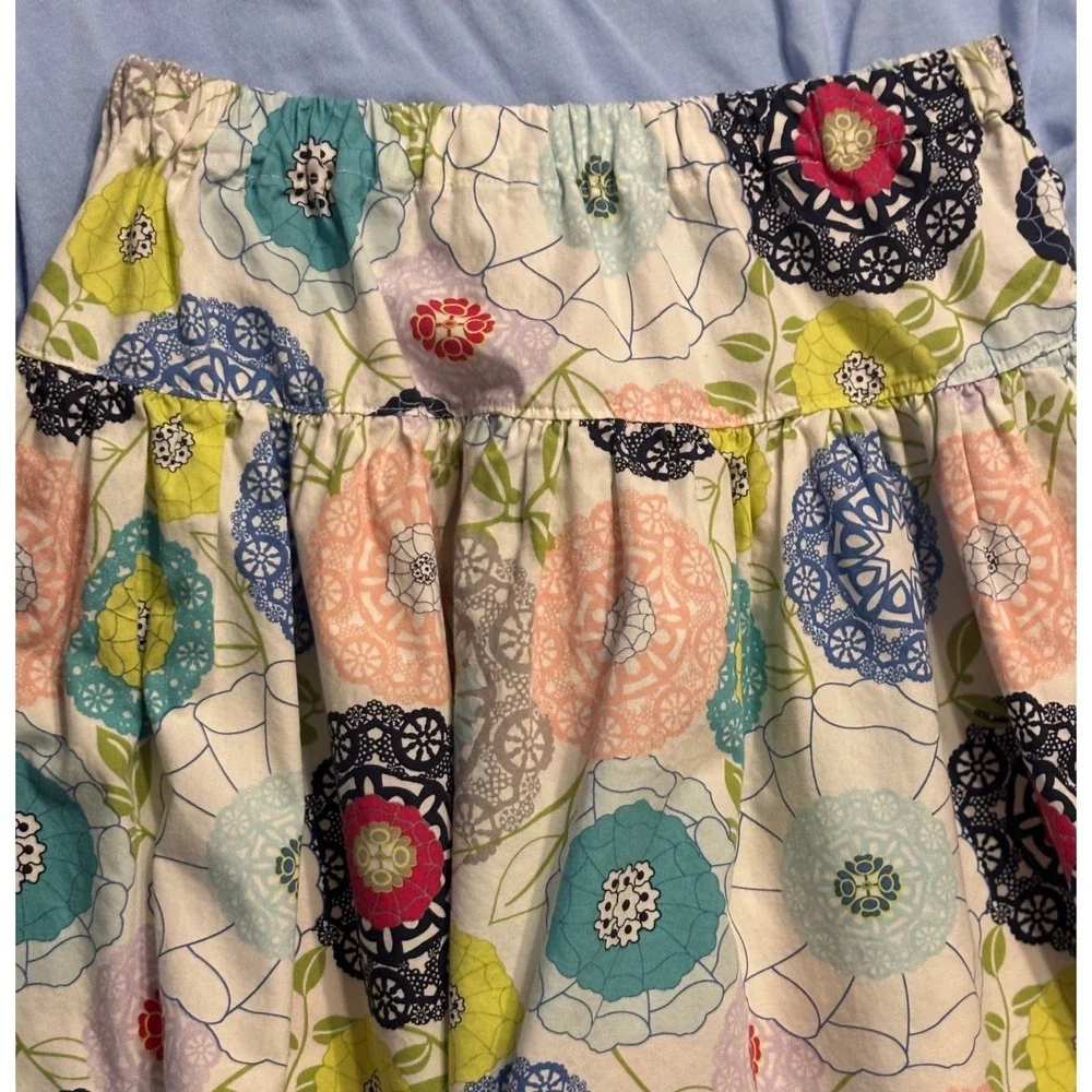 Set of 2 Crown & Ivy Blue Top Striped Sleeves & Cute Floral Skirt Girls Size L‎
